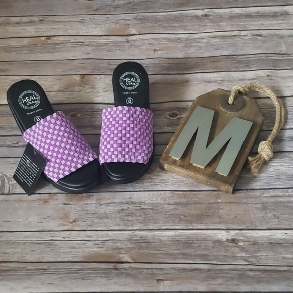 Heal USA Abby purple & gray slip on black wedge - Picture 2 of 8